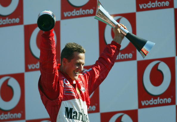 Schumacher of Germany and Ferrari celebrates