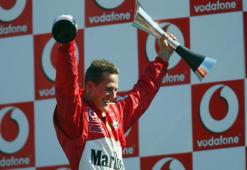 Schumacher of Germany and Ferrari celebrates
